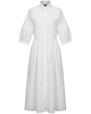 Ralph Lauren Puff-Sleeve Button-Down Maxi Dress - White