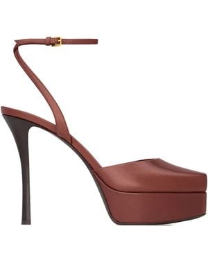 Saint Laurent 85Mm La Scandale Platform Sandals - Brown