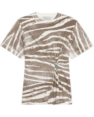 Blumarine Dolphin-Brooch Printed T-Shirt - White