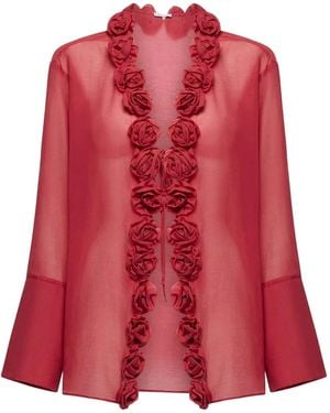 Oséree Blusa Semi Trasparente Con Decorazione - Rosso
