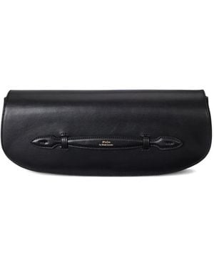 Polo Ralph Lauren Bellport Leather Curved Clutch Bag - Black