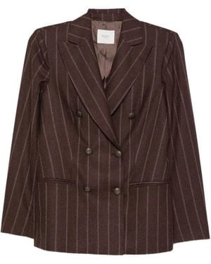 Barba Napoli Pinstripe Double-Breasted Blazer - Brown