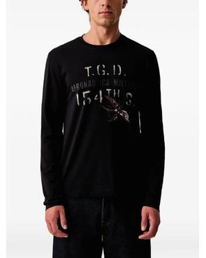 Aeronautica Militare Graphic-Print Long-Sleeve T-Shirt - Black