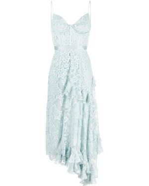 Erdem Melora Asymmetric Lace Dress - Blue
