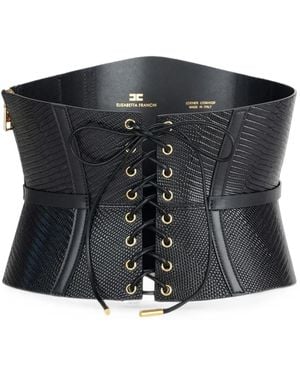 Elisabetta Franchi Bustier-Style Leather Belt - Black