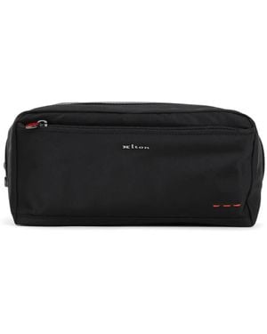 Kiton Trousse Da Bagno Con Logo Goffrato - Nero
