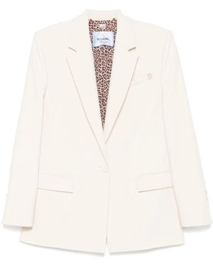 Blugirl Blumarine Notched Lapel Leopard-Lined Blazer - White
