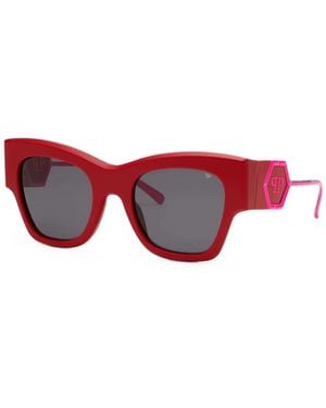 Philipp Plein Logo-Plaque Cat-Eye Sunglasses - Red