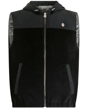 Billionaire Hooded Corduroy Gilet - Black