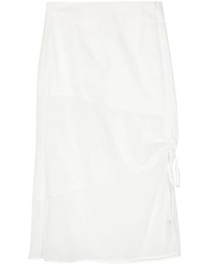 Shiatzy Chen Gathered Silk Midi Skirt - White