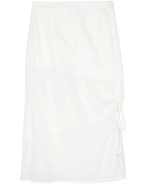 Shiatzy Chen Gathered Silk Midi Skirt - White