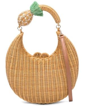 Serpui Pochette Tressée Ornée D'Un Ananas - Blanc