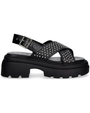 Buffalo Vega Cross Plateau-Sandalen Mit Nieten - Schwarz