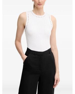 DKNY Cut-Out Ribbed Top - White