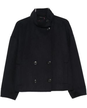 Max Mara Double-Breasted High-Neck Jacket - Black