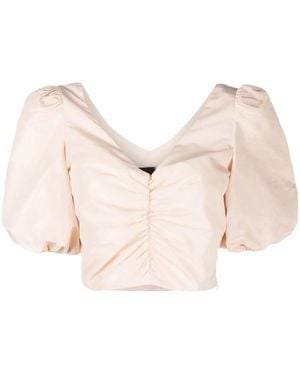 Pinko Puff-sleeve Cropped Top - Natural