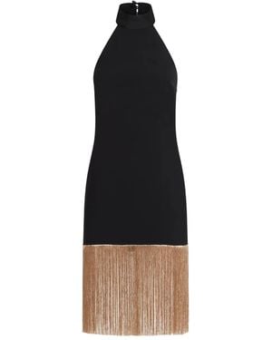Taller Marmo Berlin Halterneck Fringed Mini Dress - Black