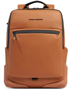 Piquadro Rucksack Mit Logo-Schild - Braun