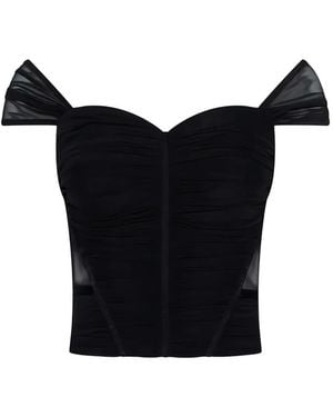 L'Agence Asuka Mesh Top - Black
