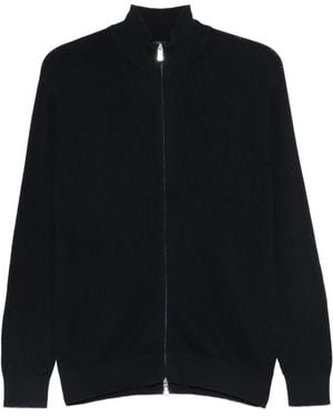 Fedeli Zip-Up Ribbed Cardigan - Black
