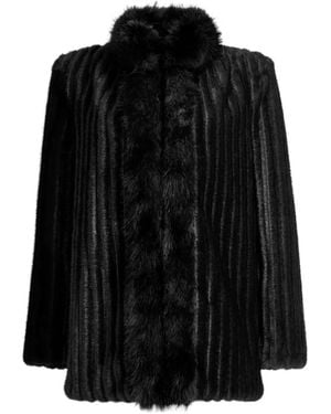 DUCIE Sienna Ribbed Faux-Fur Jacket - Black