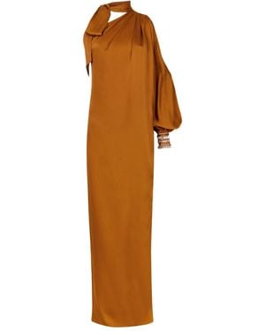 Temperley London Adalina One-shoulder Crystal-embellished Gown - ブラウン