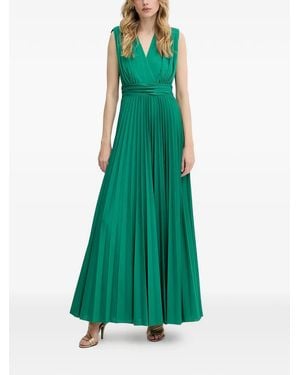 Morgan Pleated V-Neck Maxi Dress - Green