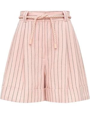 Zimmermann Alchemy Braided-Belt Striped Shorts - Pink