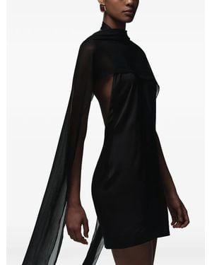 CAYET Farah Cape-Detail Open-Back Mini Dress - Black