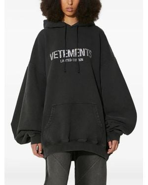 Vetements Rhinestone-Embellished Hoodie - Black
