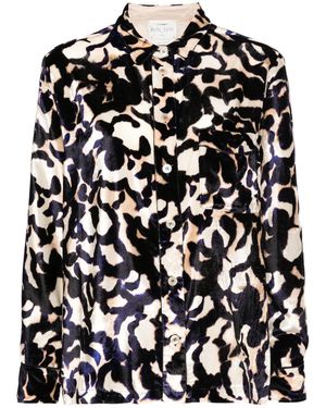 forte_forte Animal-Print Velvet Shirt - Black