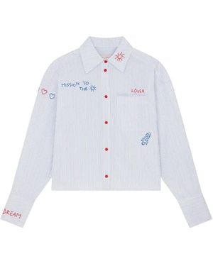 Mira Mikati Embroidered Pinstripe Shirt - White