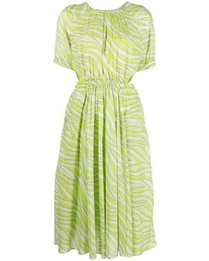 MICHAEL Michael Kors Zebra-Print Cotton Midi Dress - Green