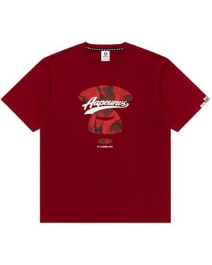 Aape By A Bathing Ape Moonface-Print Cotton T-Shirt - Red