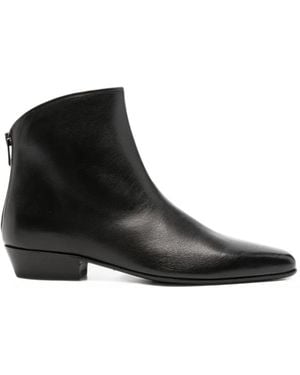 Pantanetti Rear-Zip Leather Ankle Boots - Black