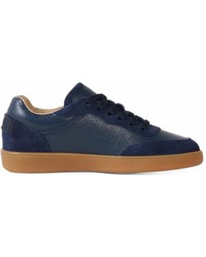 Bogner Verona Grained Leather Trainers - Blue