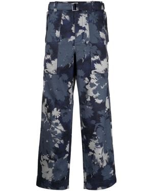 Maison Kitsuné Abstract-Print Straight-Leg Jeans - Blue