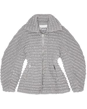 Ganni Textured Zip Jacket - Grey