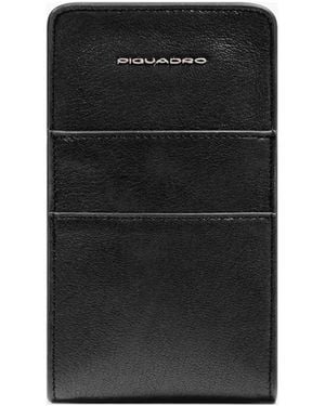Piquadro Étui Pour Smartphone En Cuir Grainé - Black