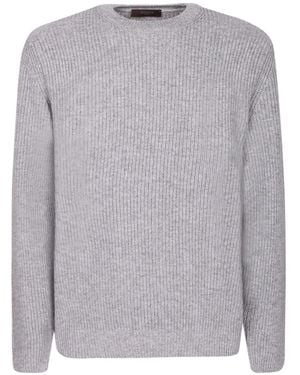 Zanone Ribbed-Knit Crew-Neck Sweater - Gray