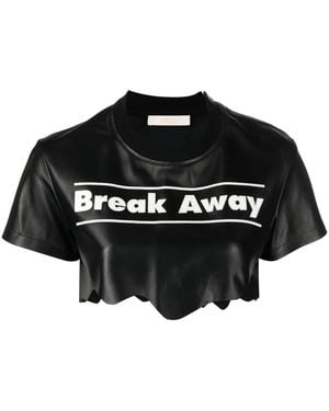 Ssheena Break Away Leather Crop Top - Black