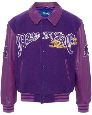 AWAKE NY Varsity Felted Bomber Jacket - Purple