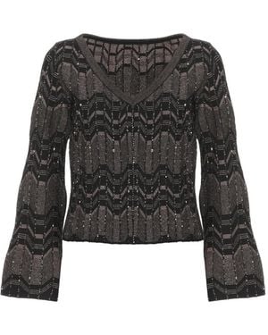 D.exterior Sequin-Embellished Geometric-Pattern Jumper - Black