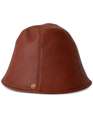 MAISON KRASNOVA Logo-Plaque Leather Bucket Hat - Brown