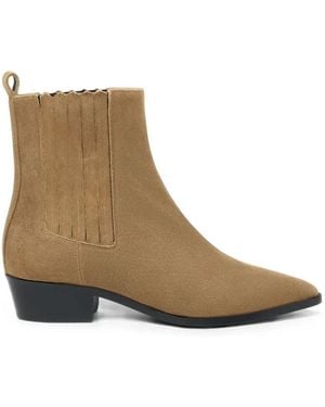 SCAROSSO Olivia Pleated Suede Chelsea Boots - Brown