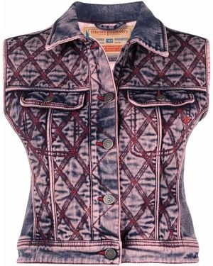 DIESEL Contrast-Stitching Cropped Vest - Purple