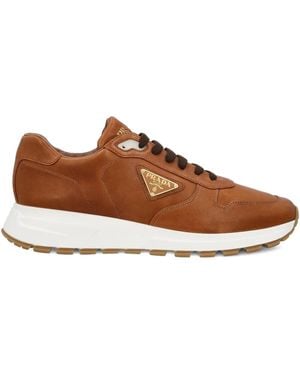 Prada Prax 01 triangle-logo leather sneakers - Braun