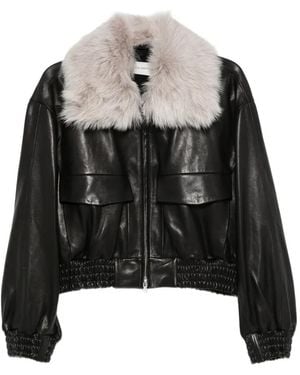 Nour Hammour Ellery Fur-Collar Leather Jacket - Black