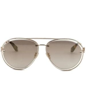 Roberto Cavalli Double-Bridge Pilot-Frame Sunglasses - Gray