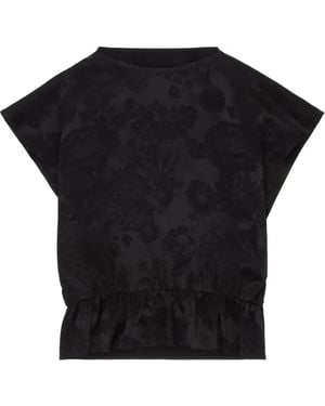 MM6 by Maison Margiela Floral-Brocade Blouse - Black